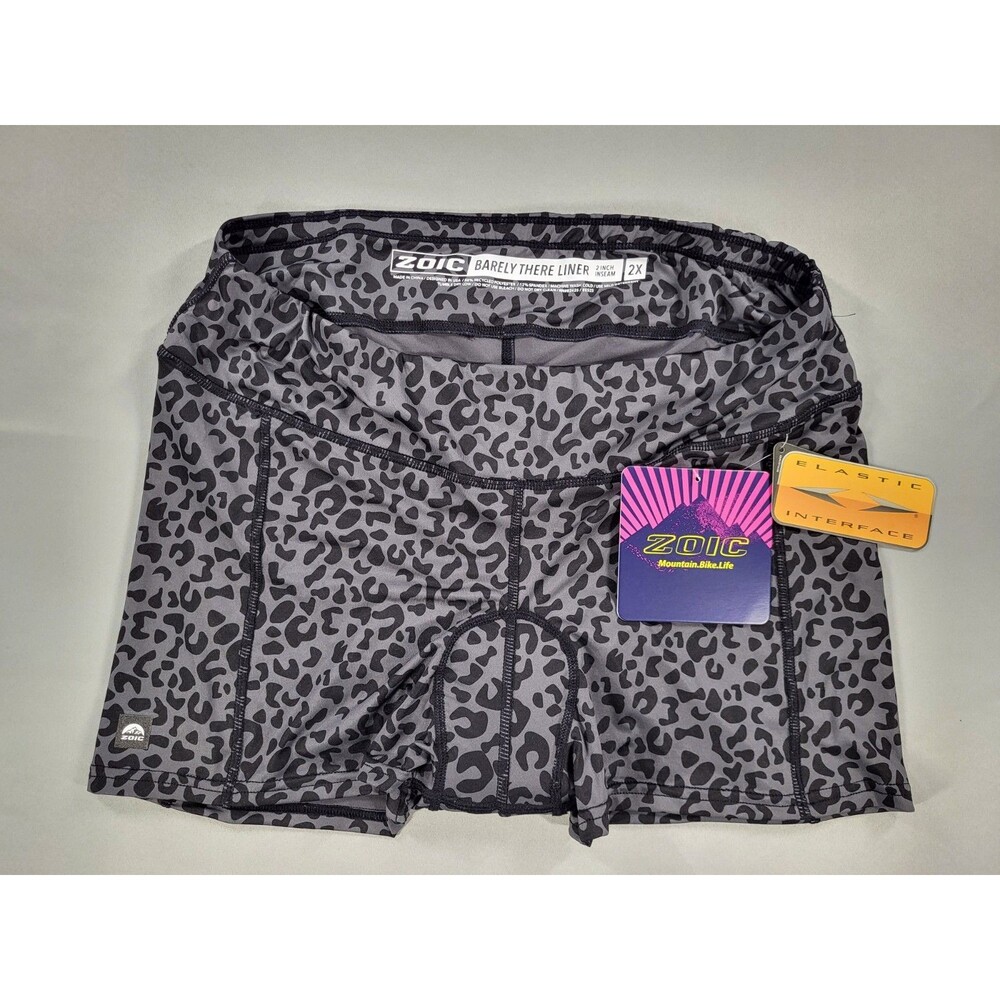 ZOIC Barely There Women's Padded Bike Shorts Liner 2X Black Cheetah 2" Inseam